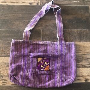 Chic Purple Striped Tote Bag